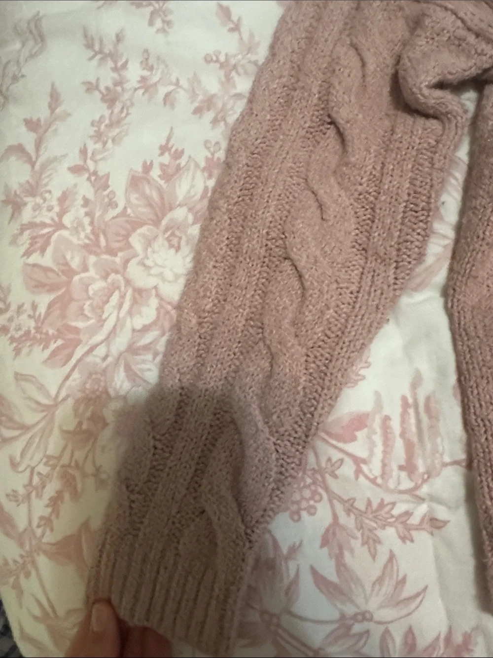 abercrombie kids Blush Pink Cable Knit Crewneck Sweater